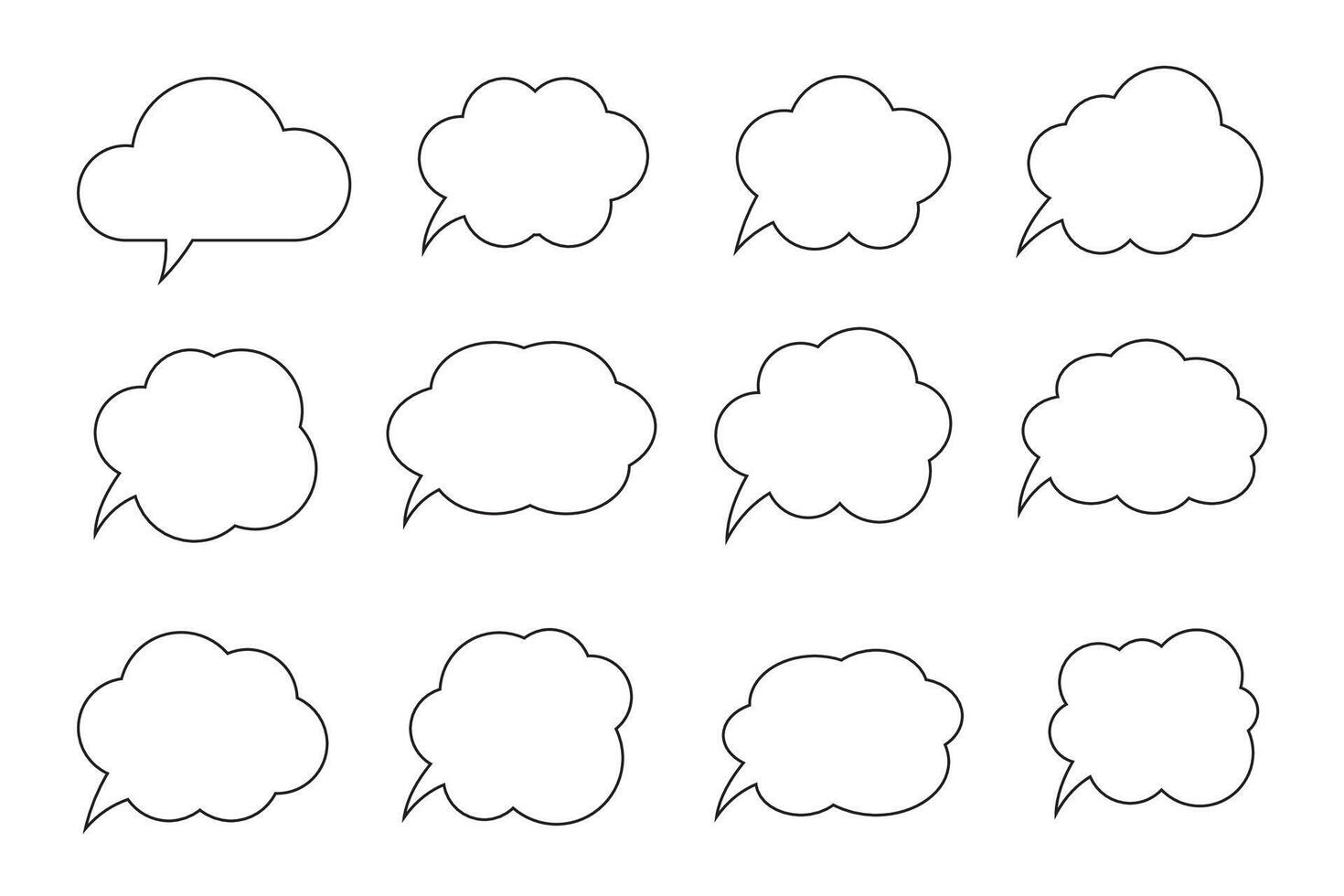 Thought bubble line icon. Speech or think bubble, empty communication cloud. Set of design elements. vector