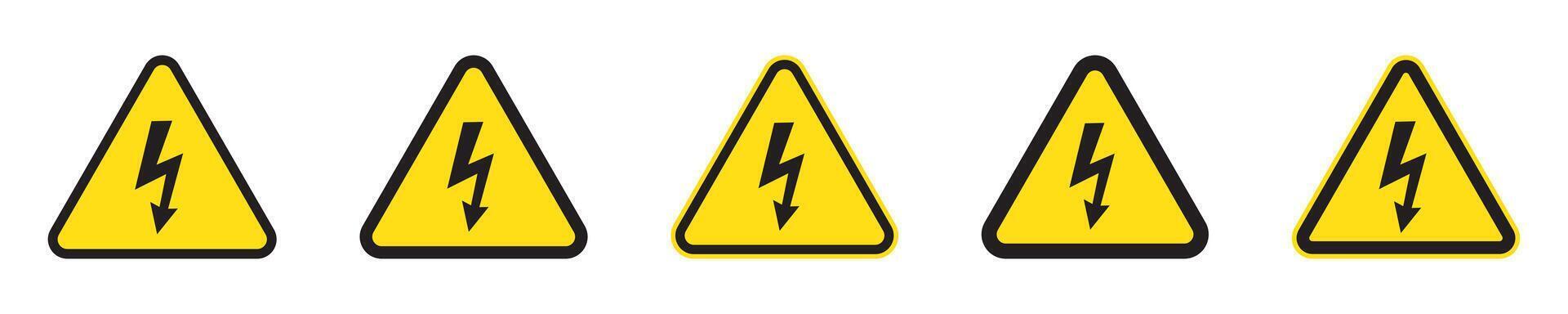 High voltage sign with lightning vector