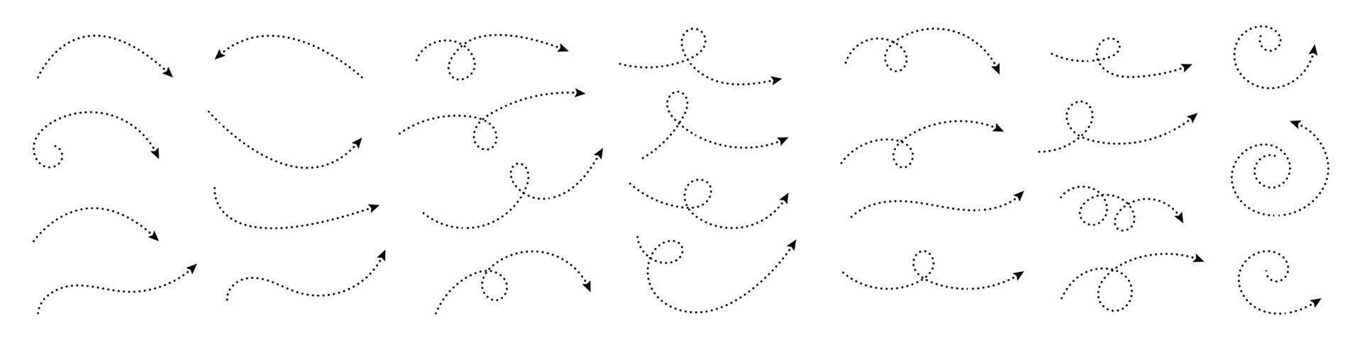 Curved dotted arrow. Zigzag arrow stripes design with dotted lines. vector