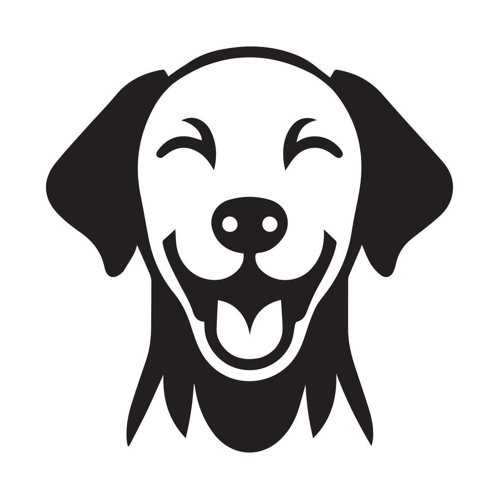 A Cheerful Vizsla dog face illustration in black and white vector