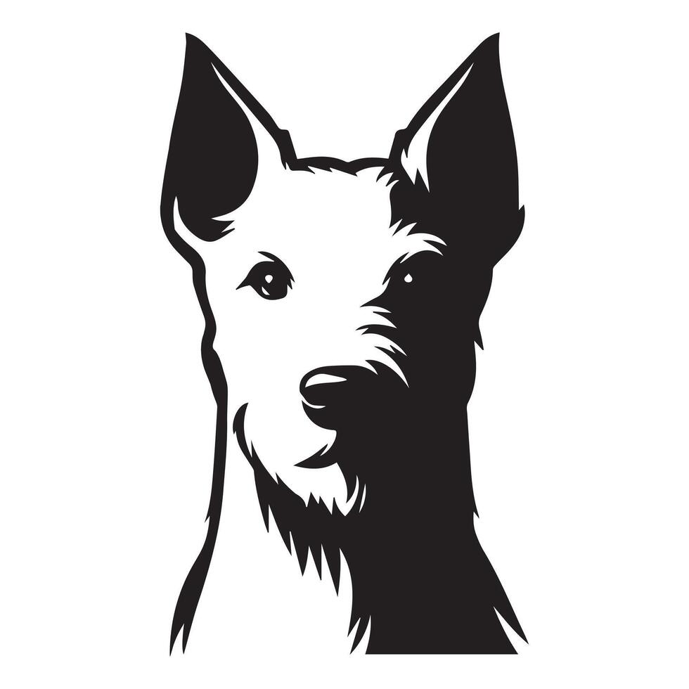 A Confident West Highland White Terrier Dog Face illustration in black and white vector