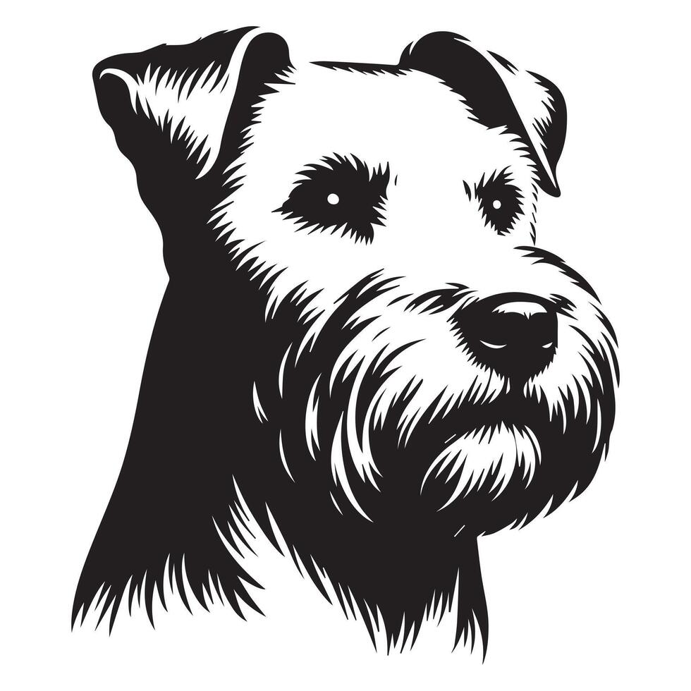 A Stoic West Highland White Terrier Dog Face illustration in black and white vector