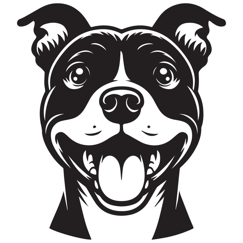 Staffy Dog - An Excited Staffordshire Bull Terrier Dog Face illustration vector