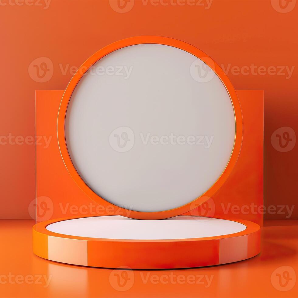 Orange podium for product presentation. 3d rendering. photo