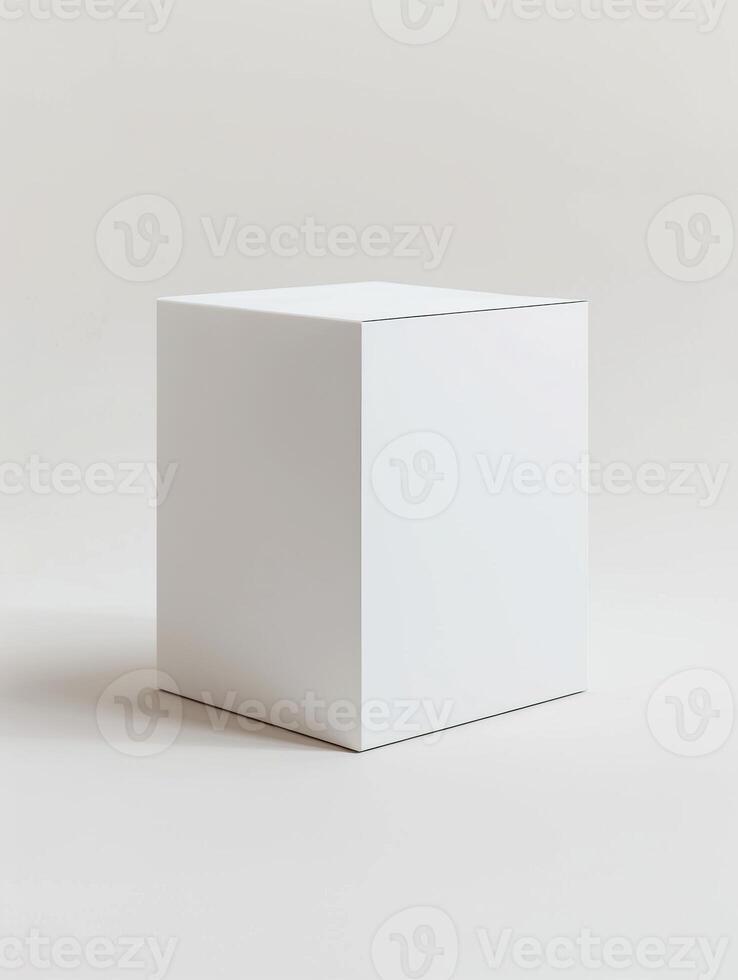 A white cube on a white background photo