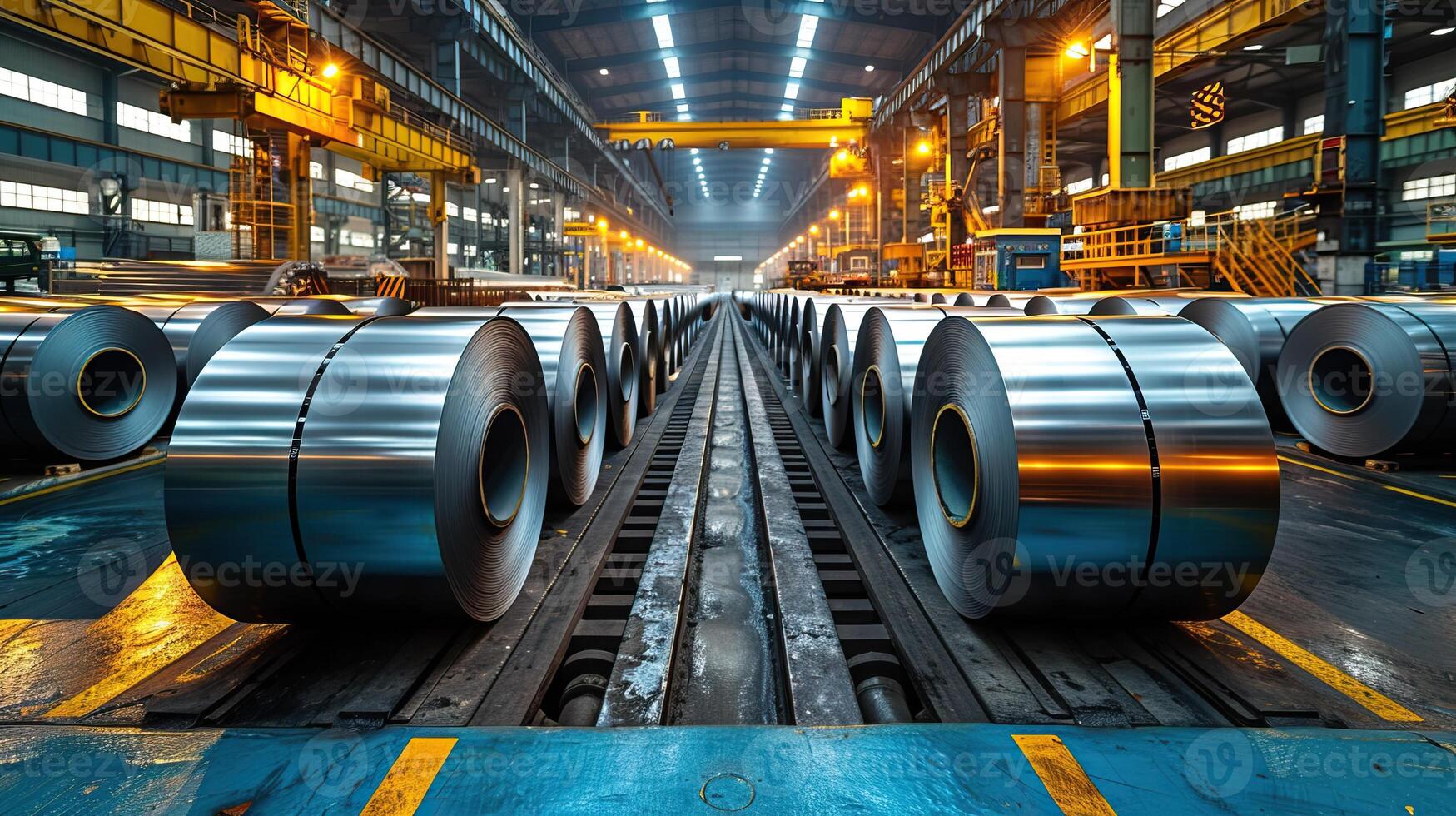 Large rolls of steel in a factory photo