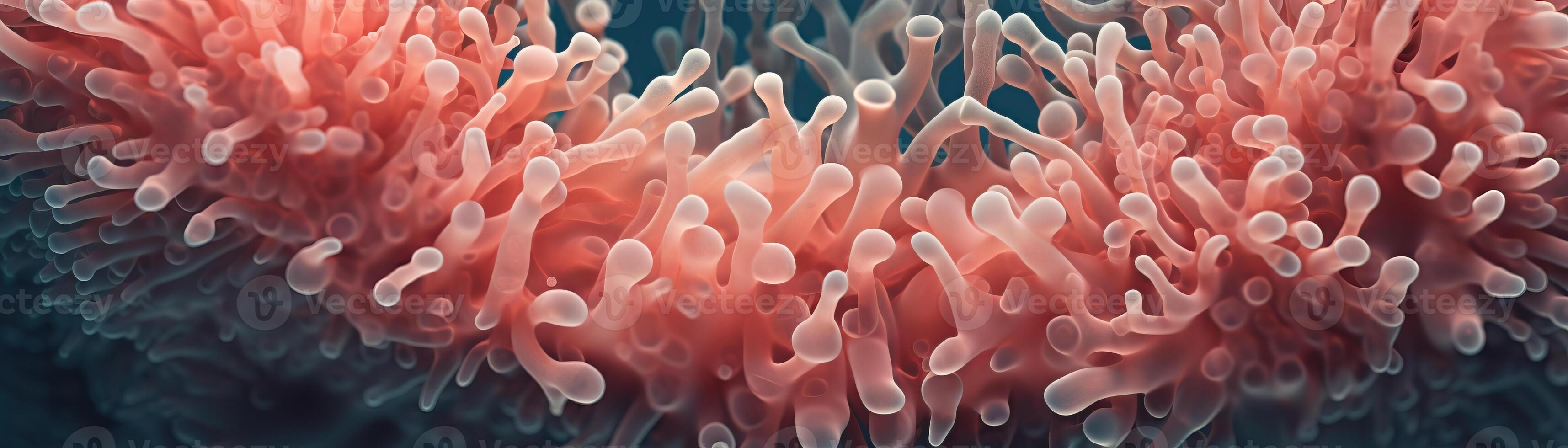 A close up of a pink anemone underwater. photo