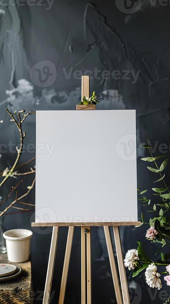 blank Wedding Sign template on easel Mockup, Elegant Frame Table Sign Mockup, professional photography photo