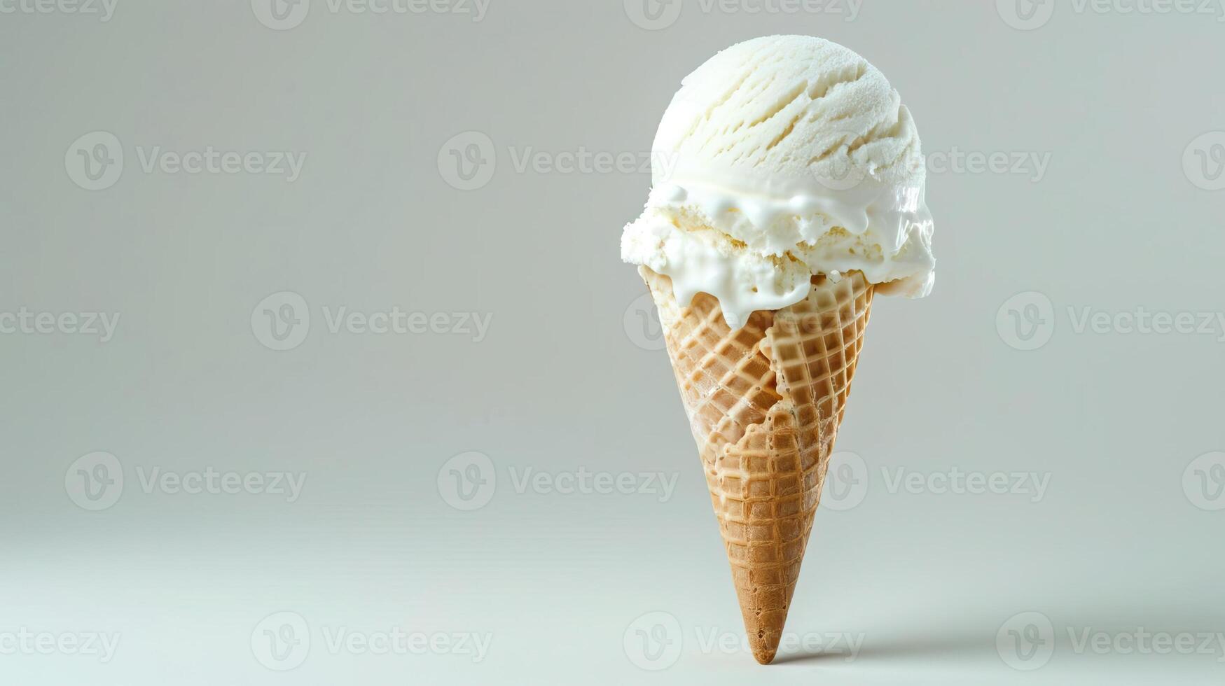 White ice cream cone, plain solid background, commercial photography photo