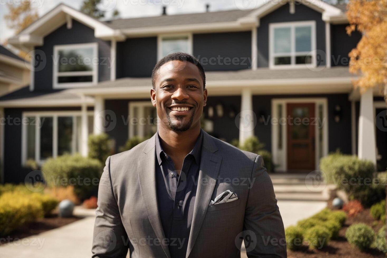 Happy African American agent making a real estate showing photo