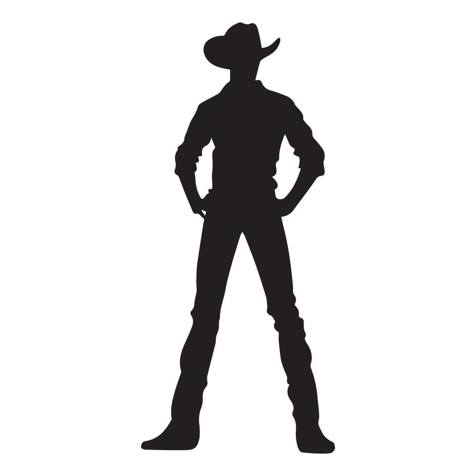 Cowboy Classic Stance illustration in black and white vector
