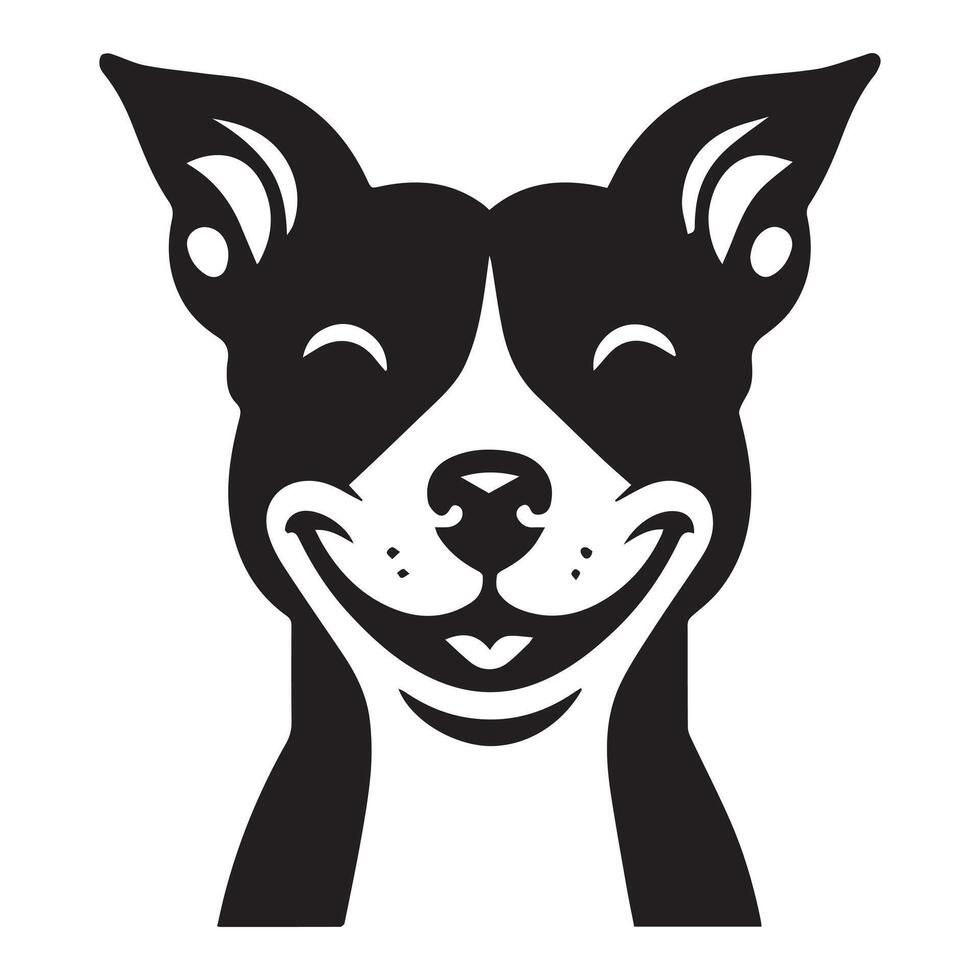 illustration of A Cheerful Staffordshire Bull Terrier Dog Face in black and white vector