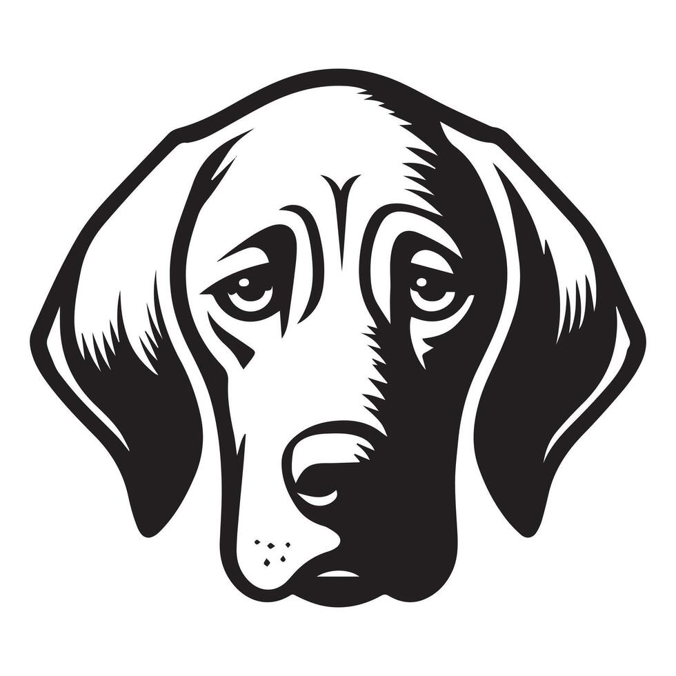 A Sad Vizsla dog face illustration in black and white vector