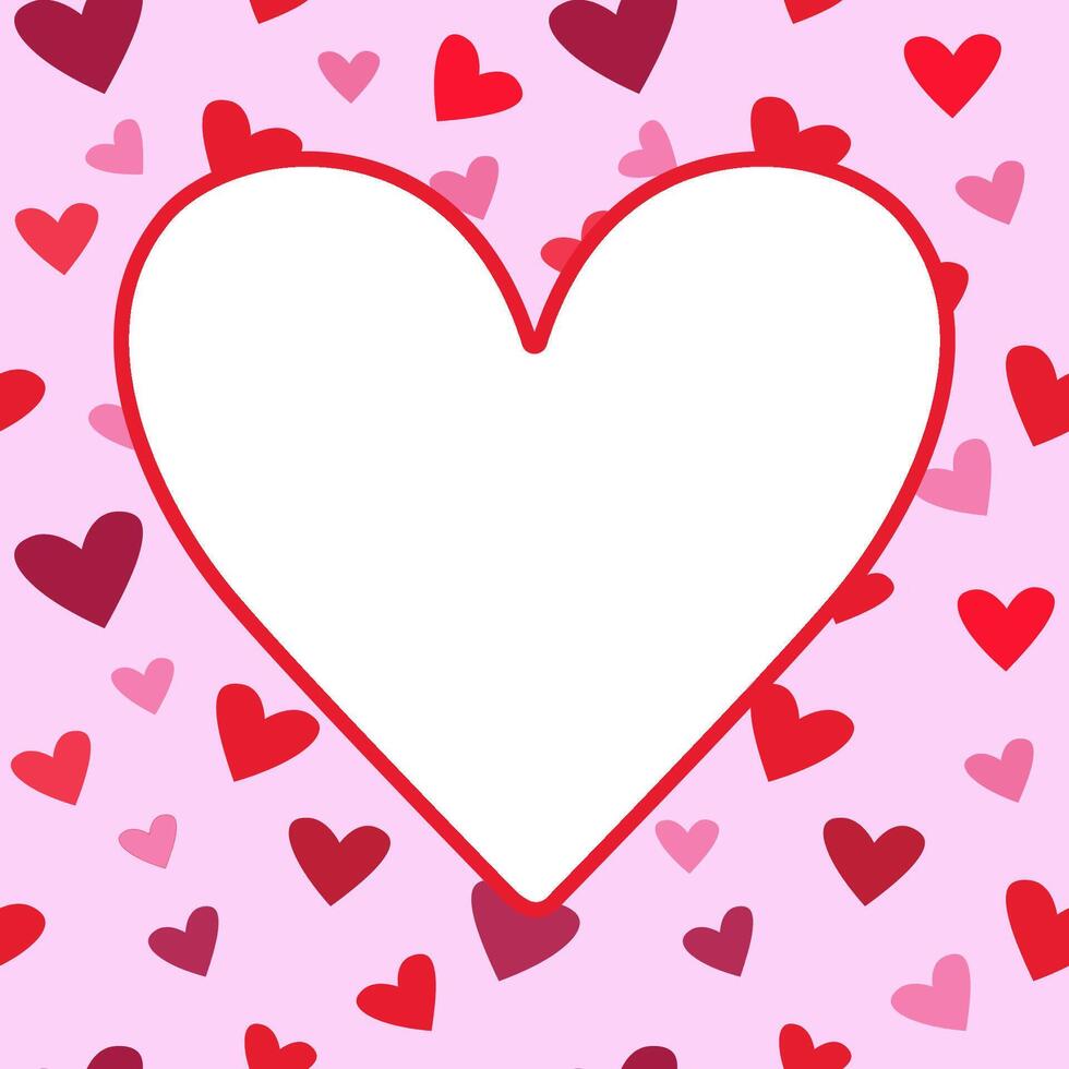A heart-shaped frame studded with confetti of hearts. valentine's day. Cute heart-shaped frame with space for text. illustration vector