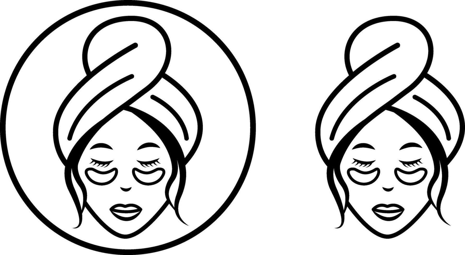 A girl with gel patches under her eyes. Patches under the eyes, between the eyebrows, for the mouth and nose. A symbol of a rejuvenating facial treatment. Editable stroke. Isolated illustration. illustration vector