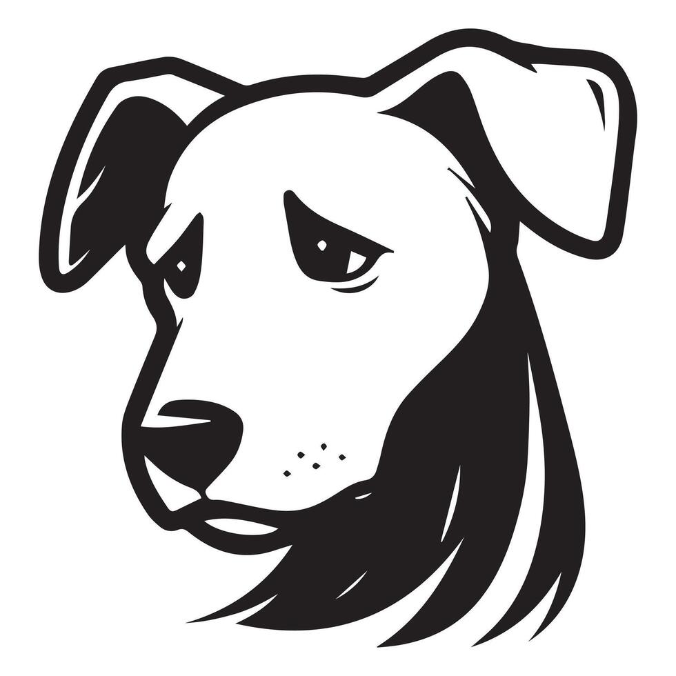 A Sad West Highland White Terrier Dog Face illustration in black and white vector