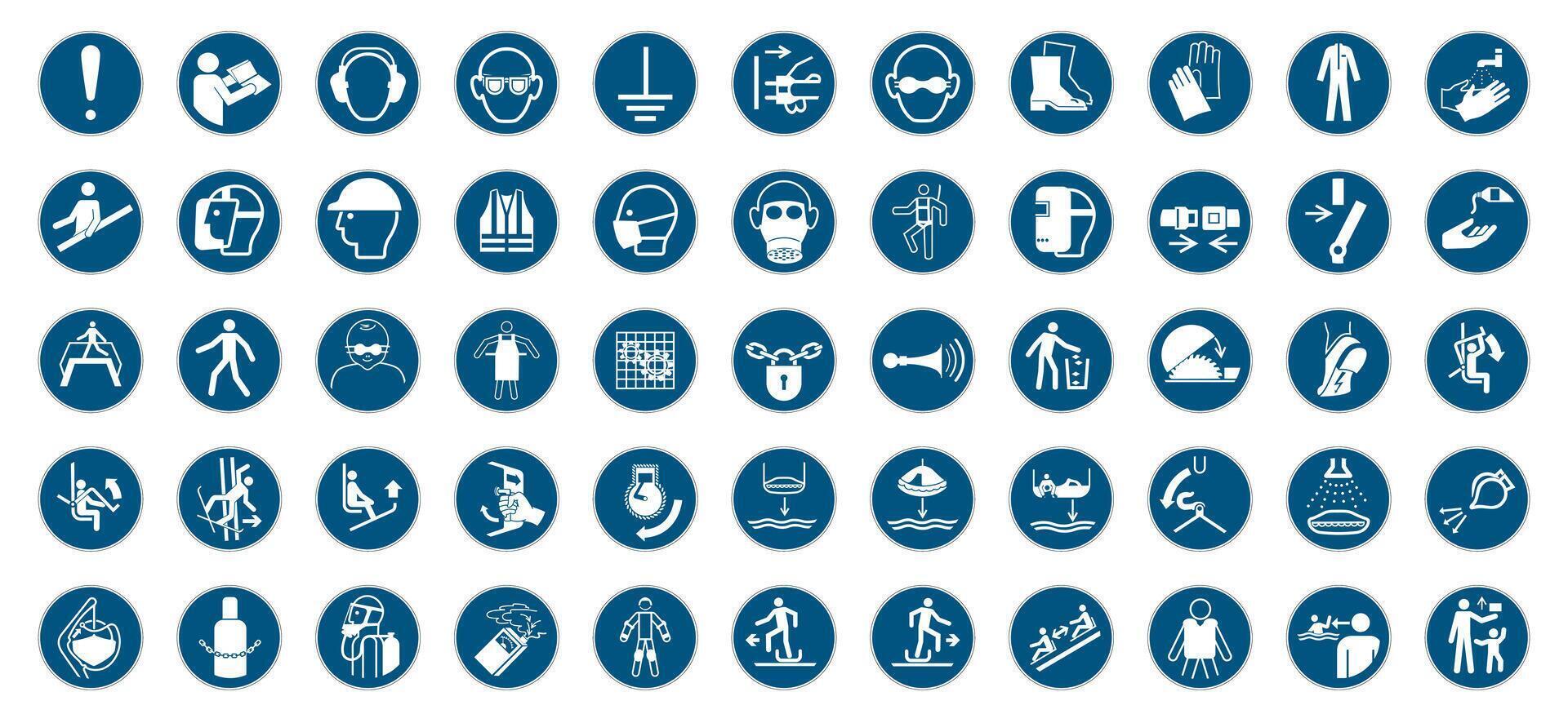 Collection of ISO Standard Mandatory Safety Signs vector