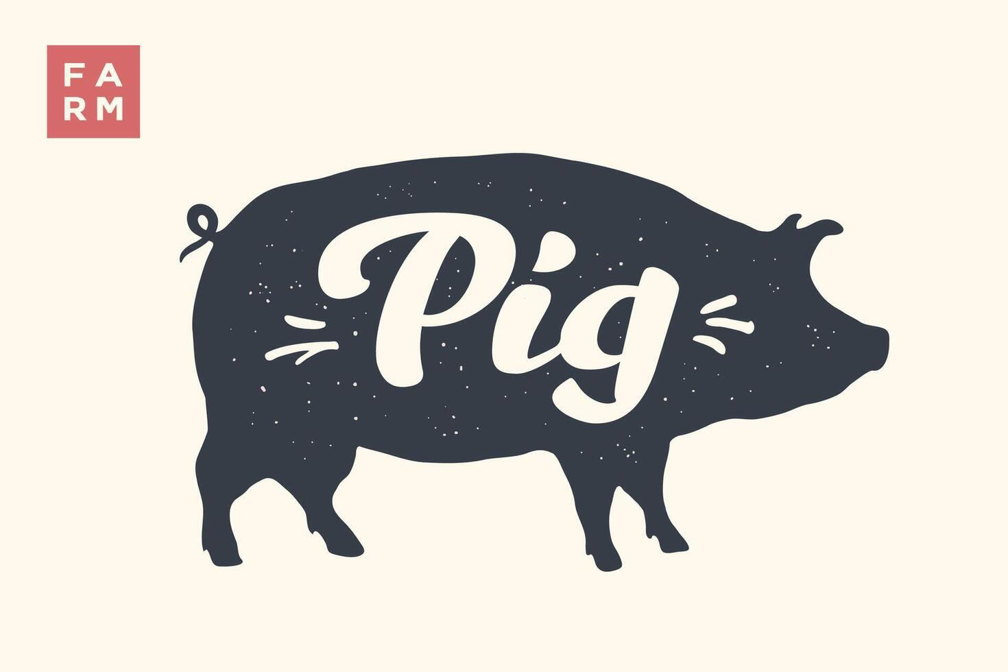 Isolated pig silhouette with lettering vector