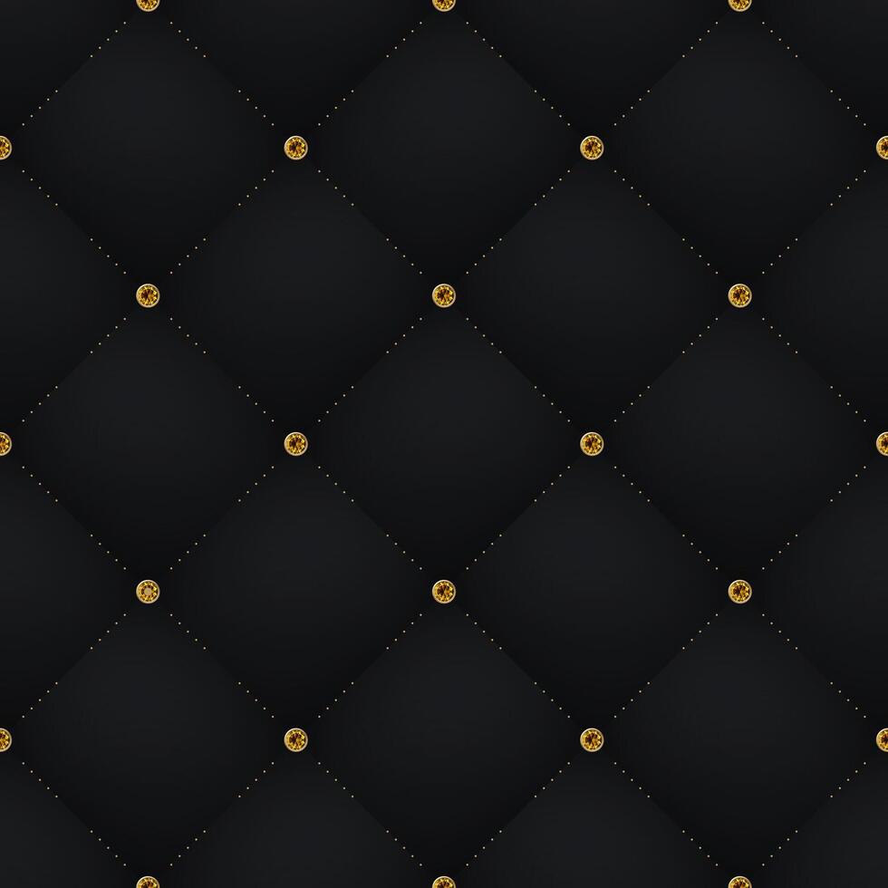 Seamless luxury dark black pattern and background with blue diamond vector