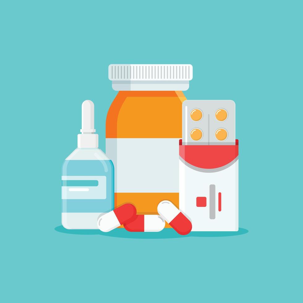 Pills capsules icon in flat style. Medical tablet illustration on isolated background. Healthcare drug sign business concept. vector
