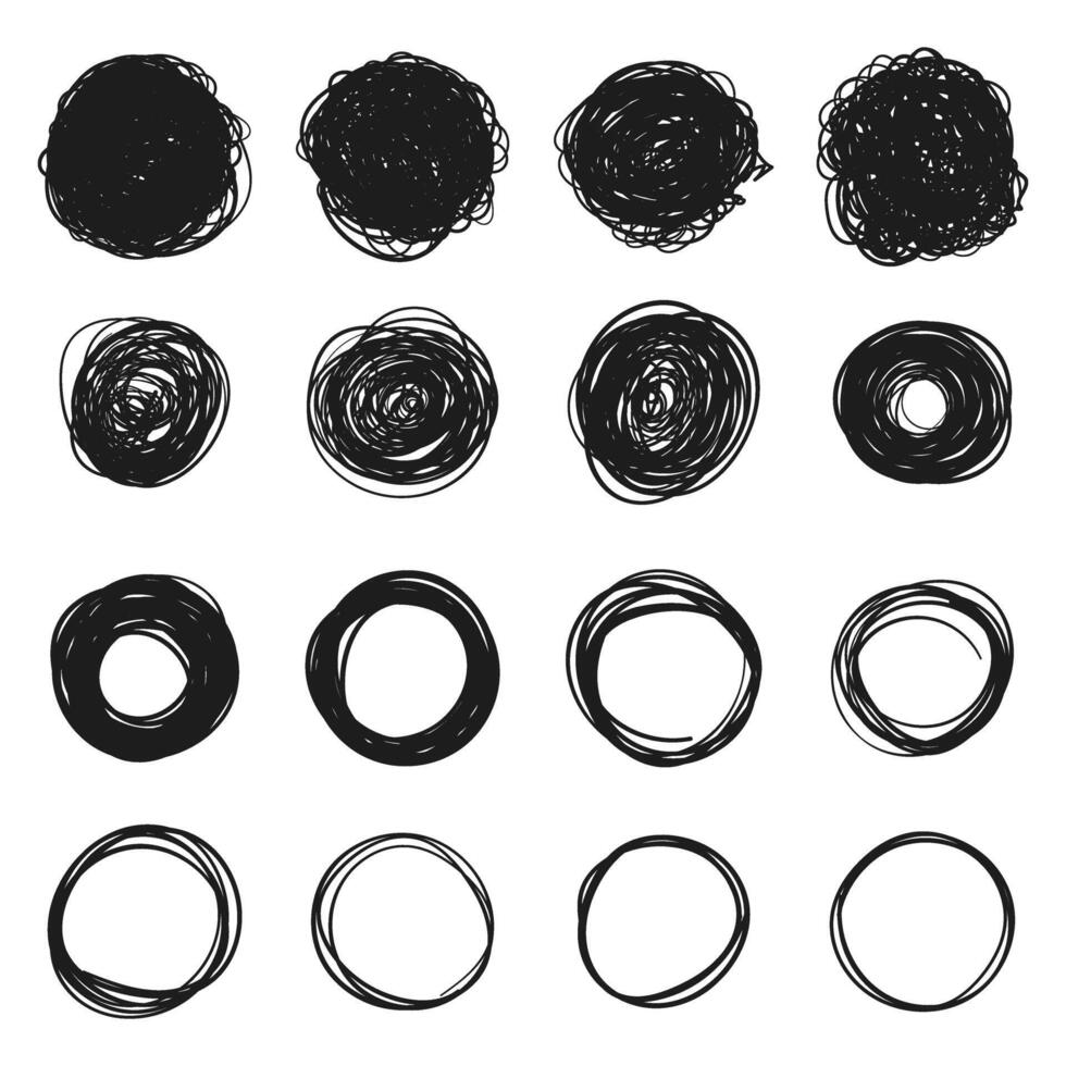Circle line sketch icon in hand drawn style. Circular scribble doodle illustration on isolated background. Pencil or pen bubble sign business concept. vector