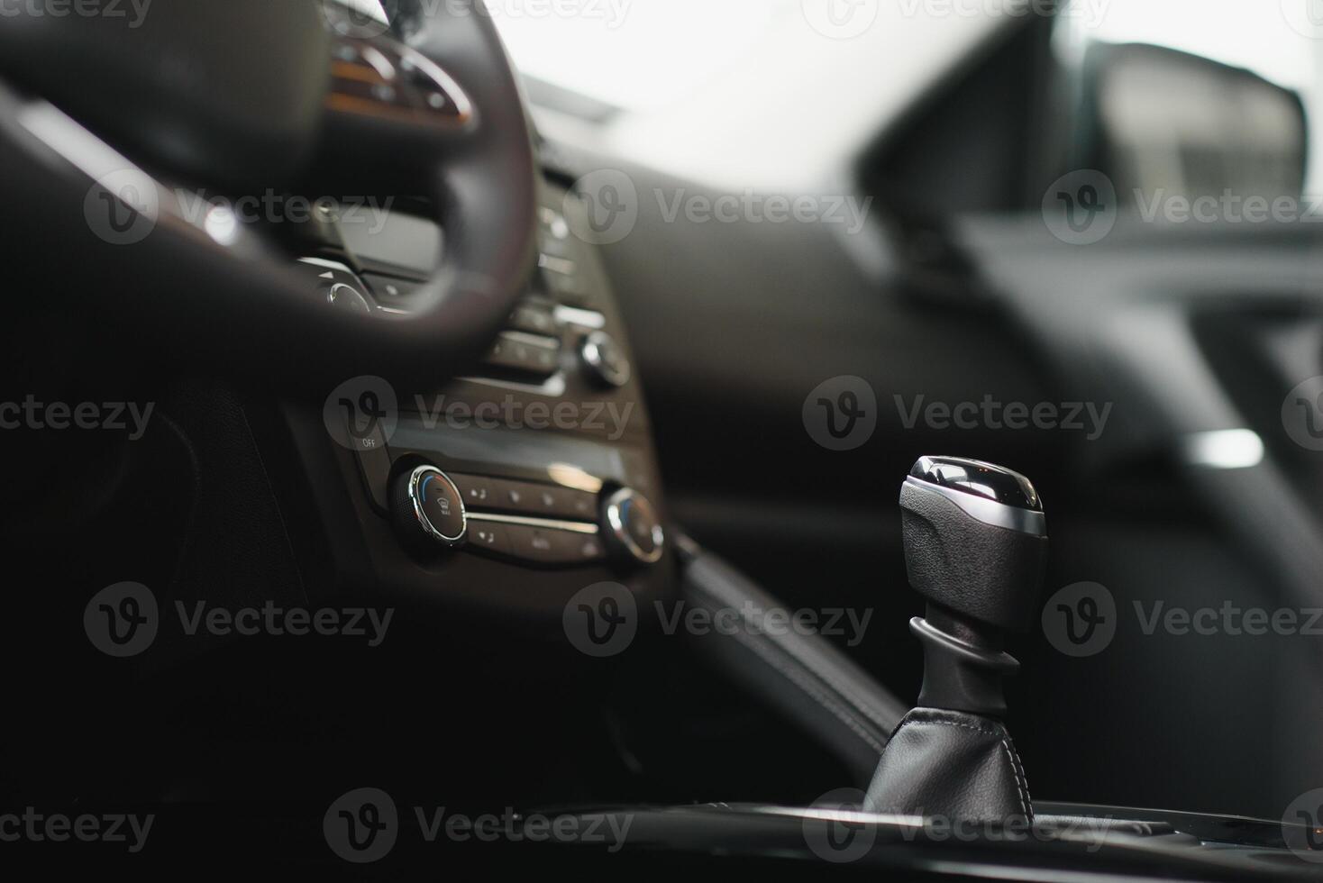 Modern car interior shallow DOF selective focus color toned image photo