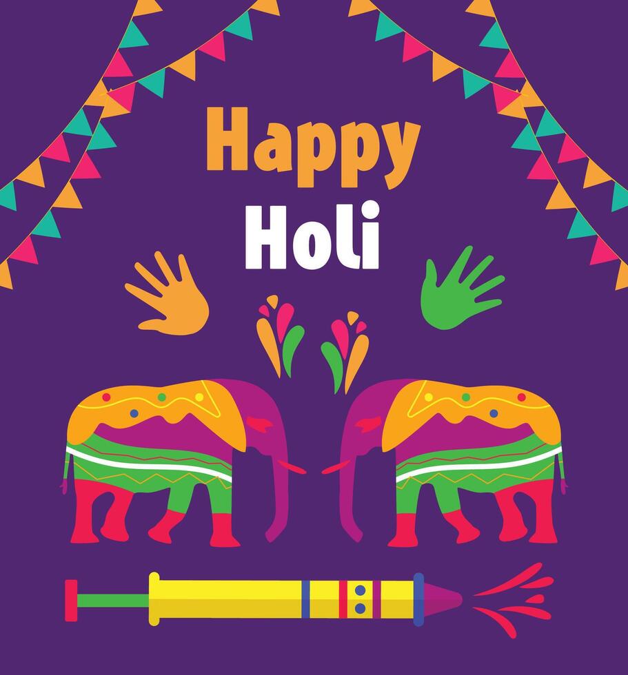 Holi festival background. Happy Holi Text with People dancing, playing with Colors, vector