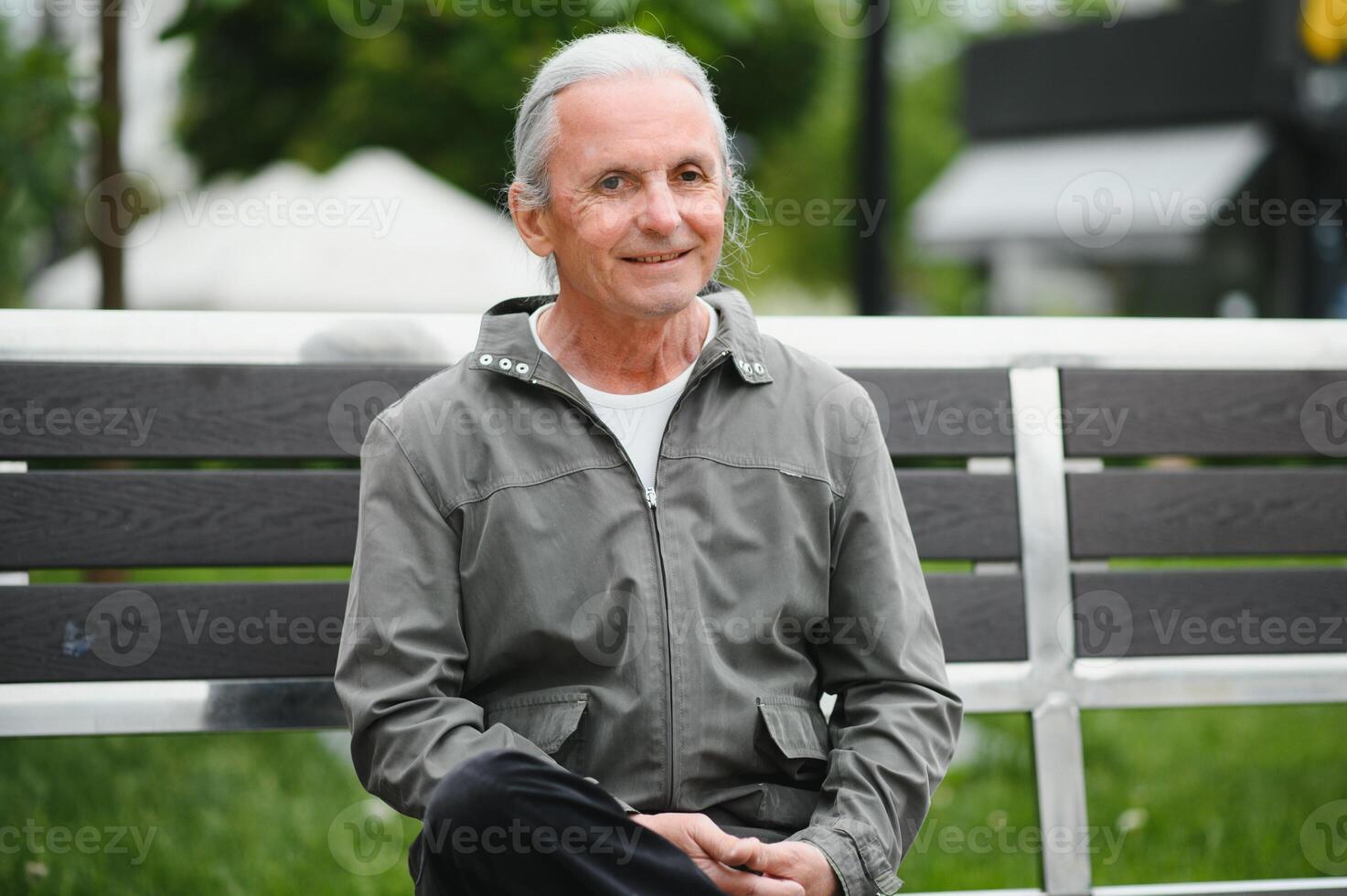 older man have good time in the park photo