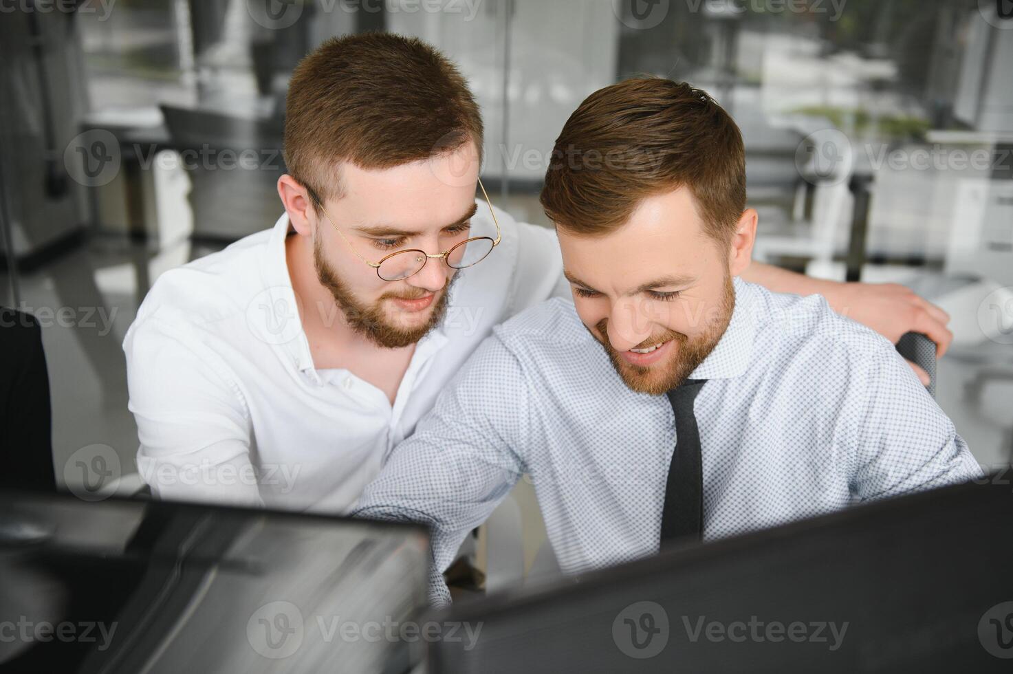 Business people working on project in office photo