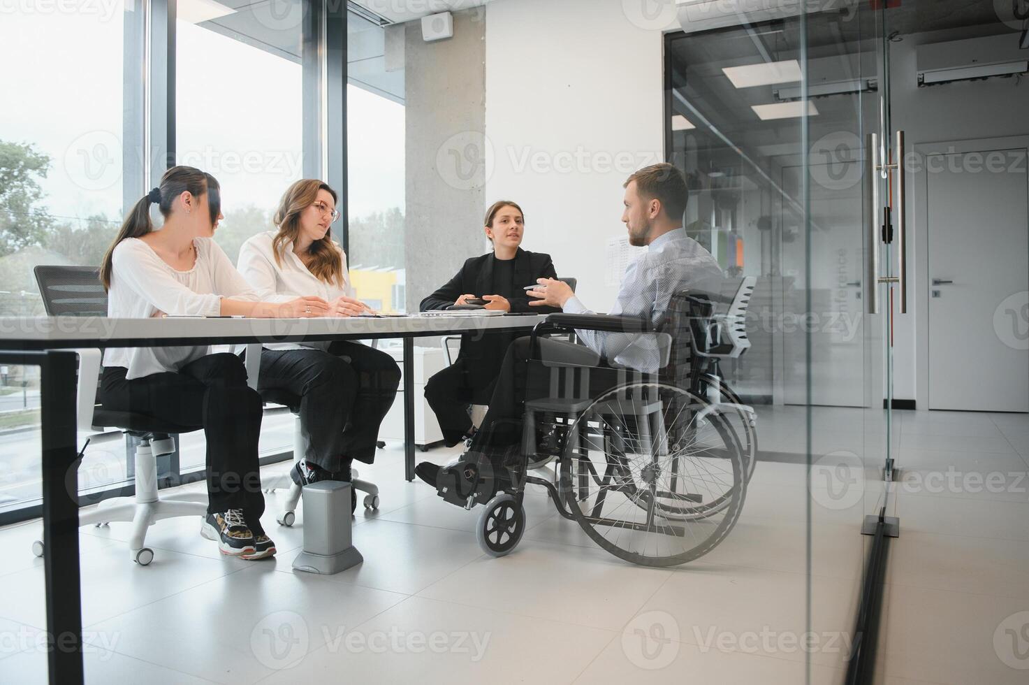 A group of business people partners during a set team meeting in the modern office. Teamwork concept photo