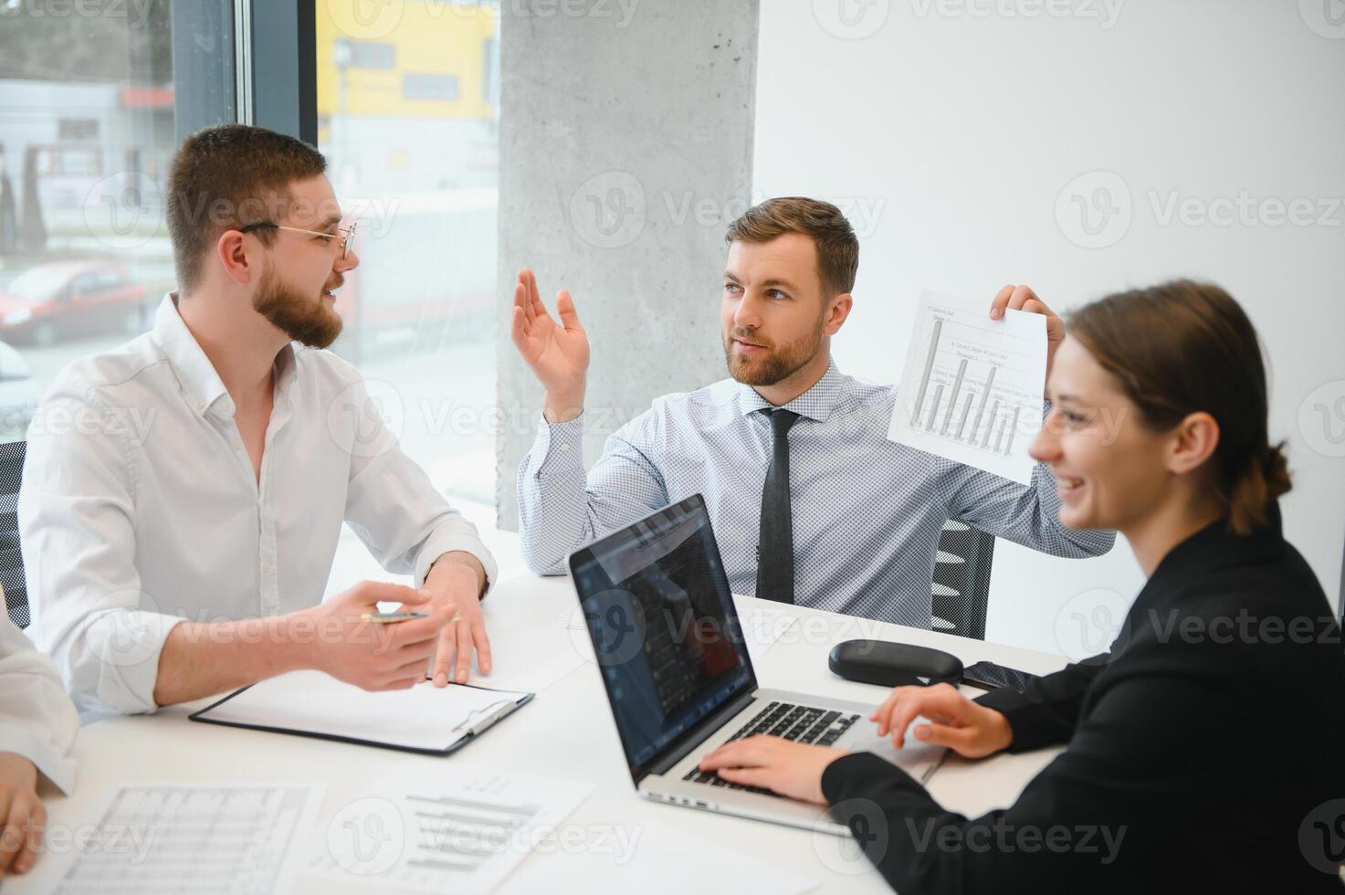 Business people working on project in office photo