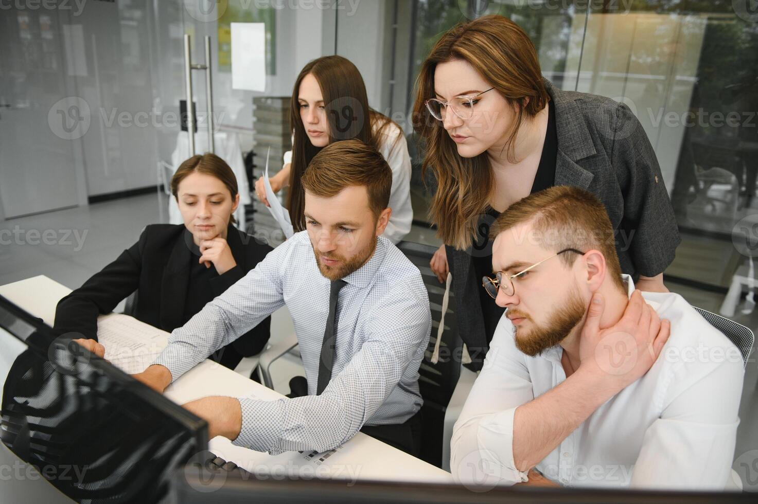 Business people working on project in office photo