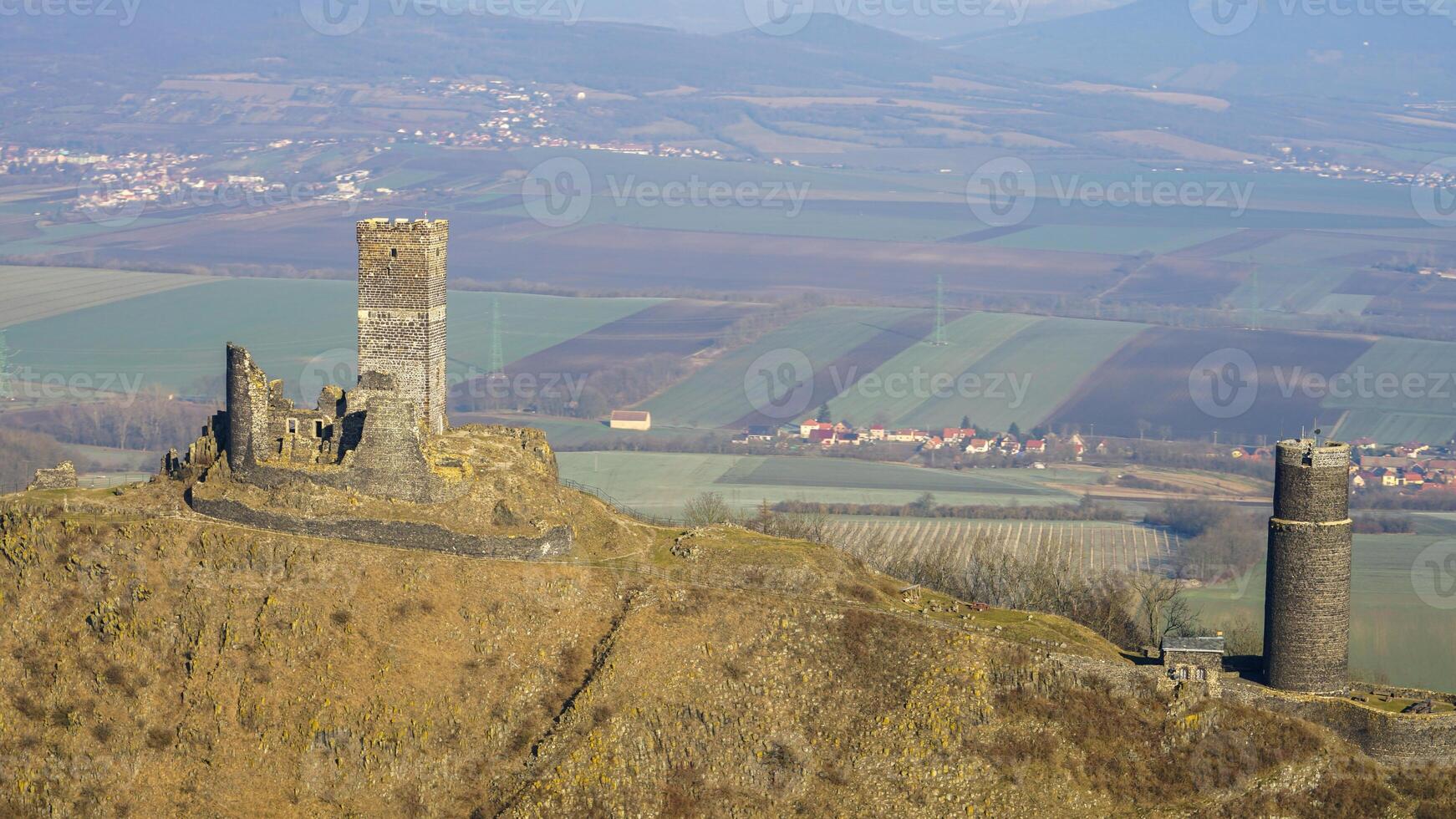 Ruins of Hazmburk Castle on a hilltop with panoramic views of the Czech countryside photo