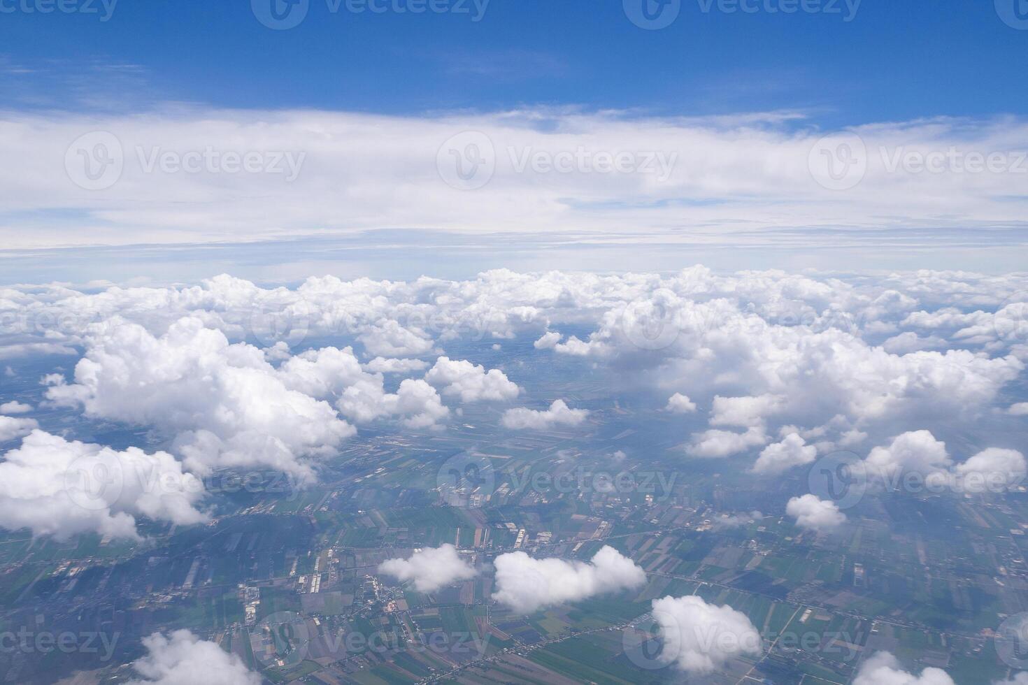 Beautiful sky from the window view on airplane photo