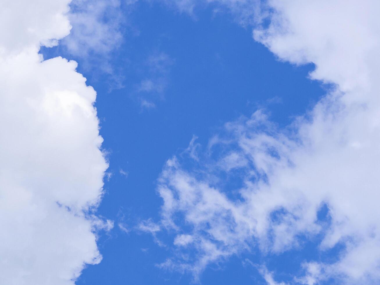 The bright blue sky there is white clouds the sky. Look at the sky feel freedom. Nature always creates beautiful things. Bright blue sky help always a new inspiration and feel relaxed photo