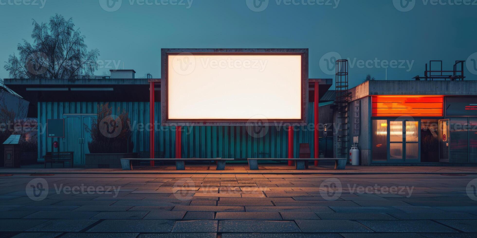 blank white screen outdoors in green grass park. outdoor cinema, big screen show. photo