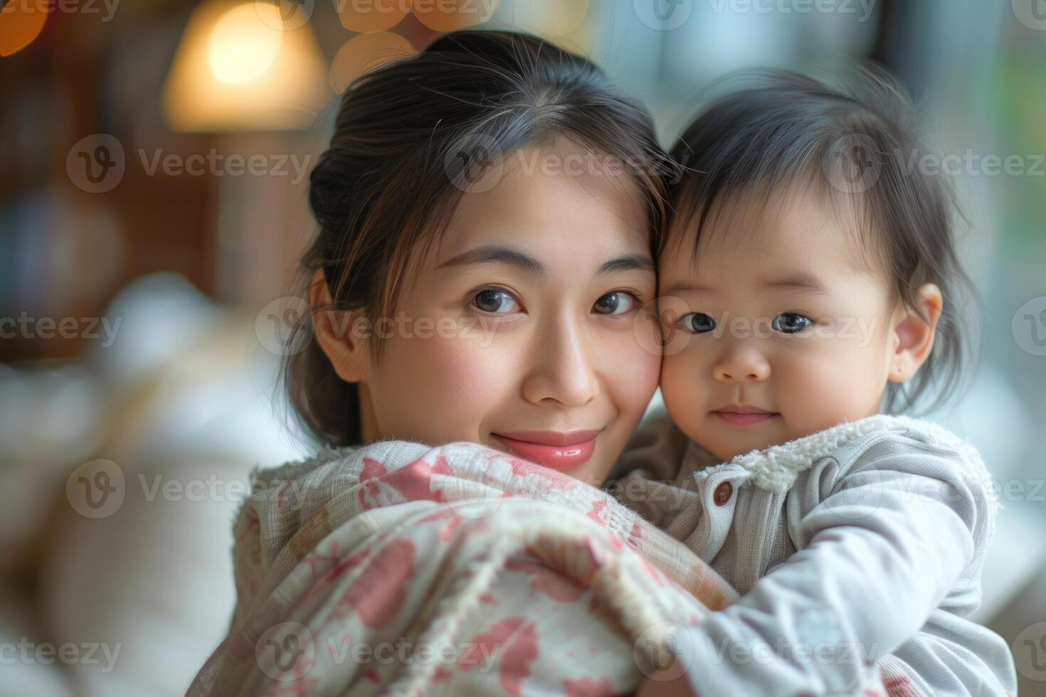 asian woman and her toddler. photo