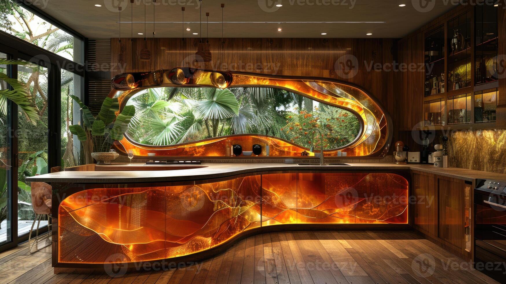 Art modern nouveau Kitchen design, merging timeless elegance contemporary flair, creating stunning culinary spaces that blend sleek lines, vibrant colors, innovative functionality for culinary photo