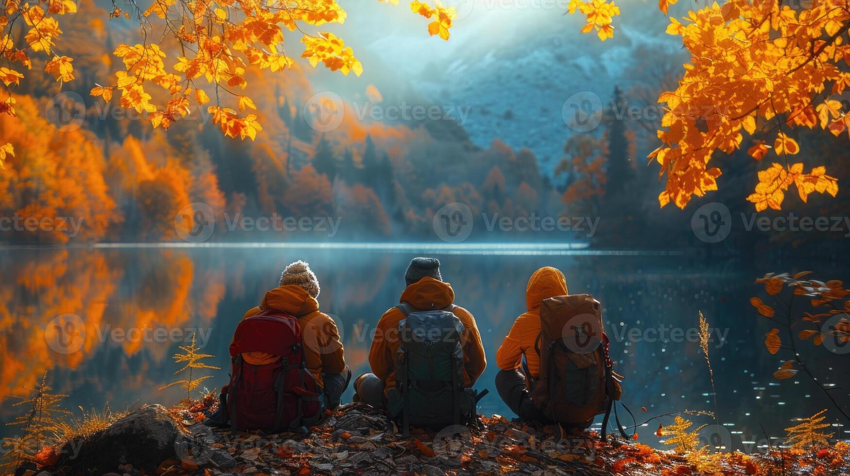 Cheerful students enjoying nature vacation, camping, hiking, and soaking in great scenery, fostering camaraderie and joy amidst the beauty of the outdoors, creating memorable experiences and bonding photo