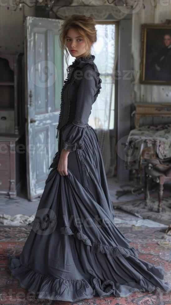 1800s fashion lifestyle, authentic setting and atmosphere, a glimpse into the elegance and grandeur of the past, timeless beauty and sophistication reimagined photo