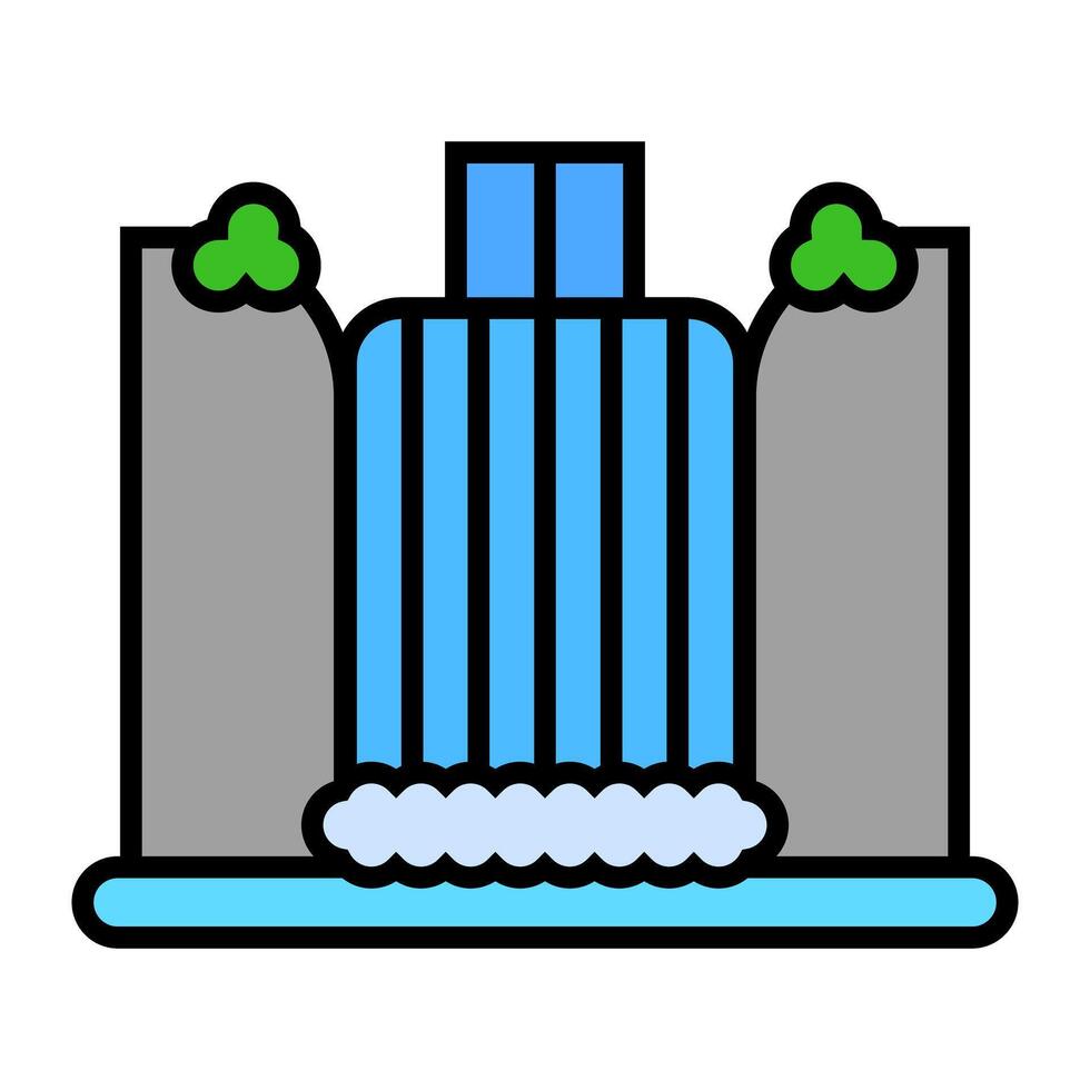Flat design waterfall icon. vector