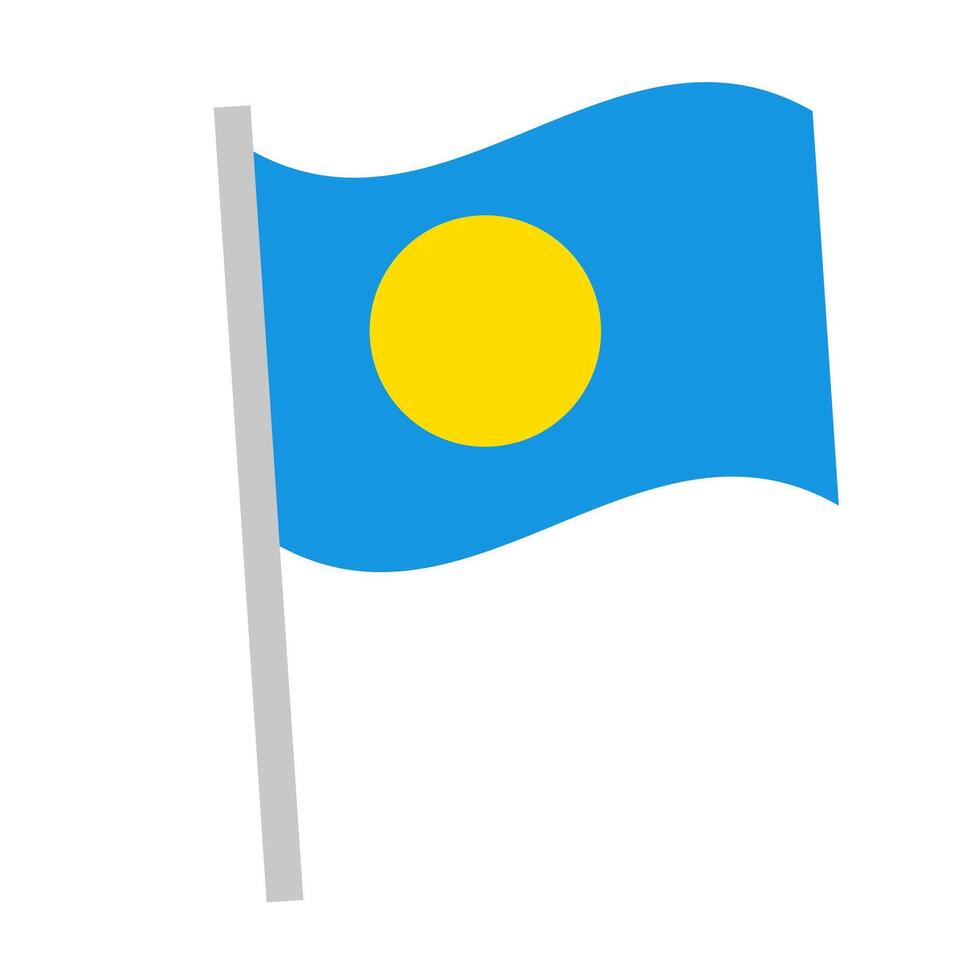 Fluttering Palau flag and pole icon. vector