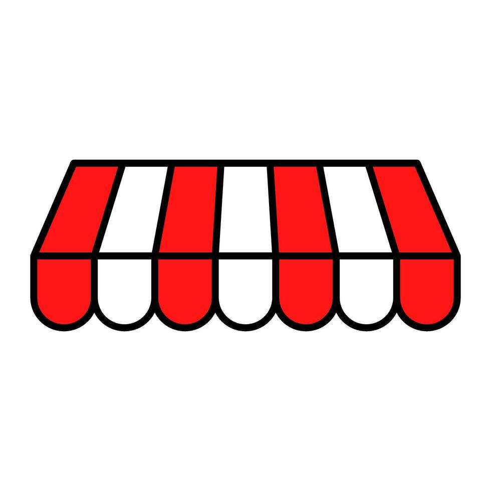 Striped store tent icon. vector