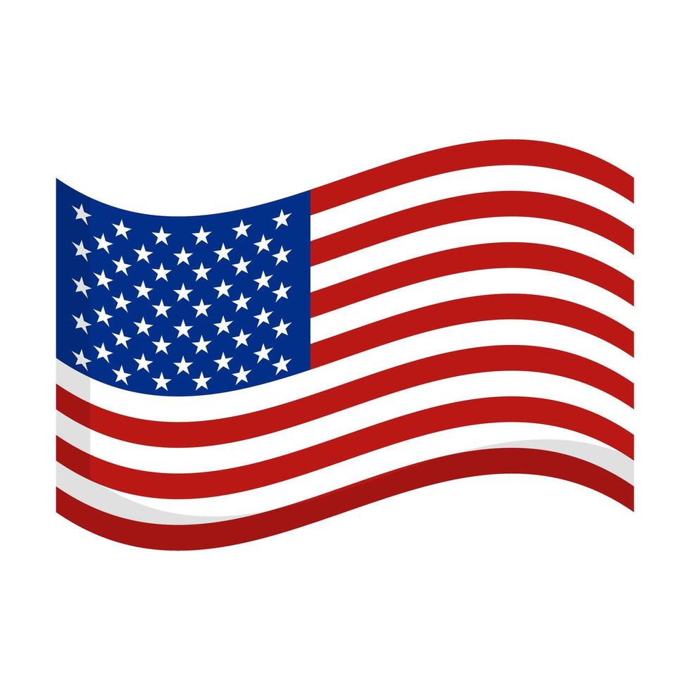 Fluttering American flag icon. vector