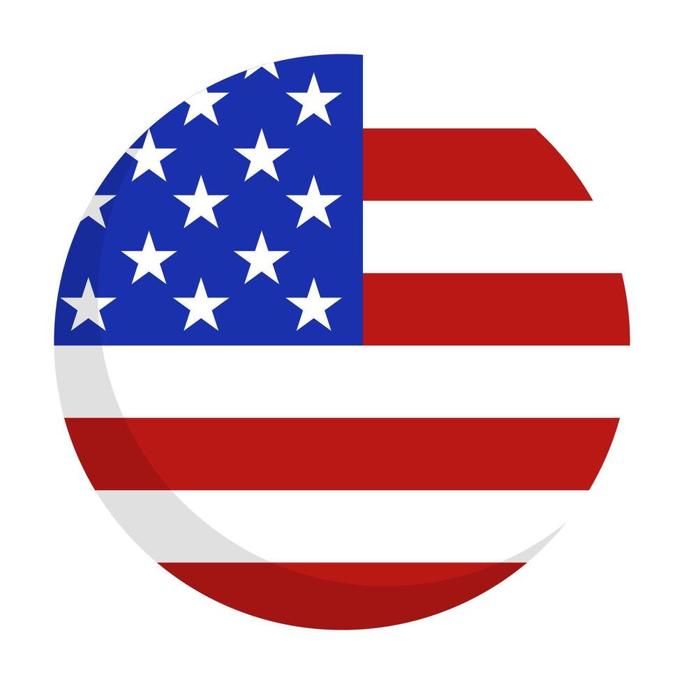 Round United States flag icon. Round American flag icon. vector