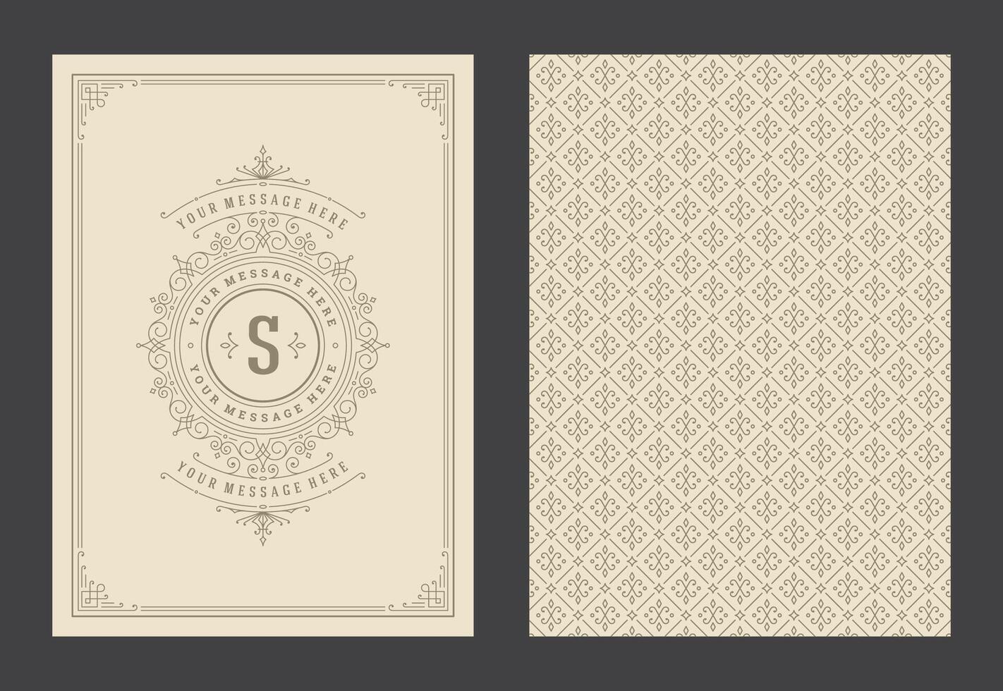 Vintage ornament greeting card calligraphic ornate swirls and vignettes frame design template vector