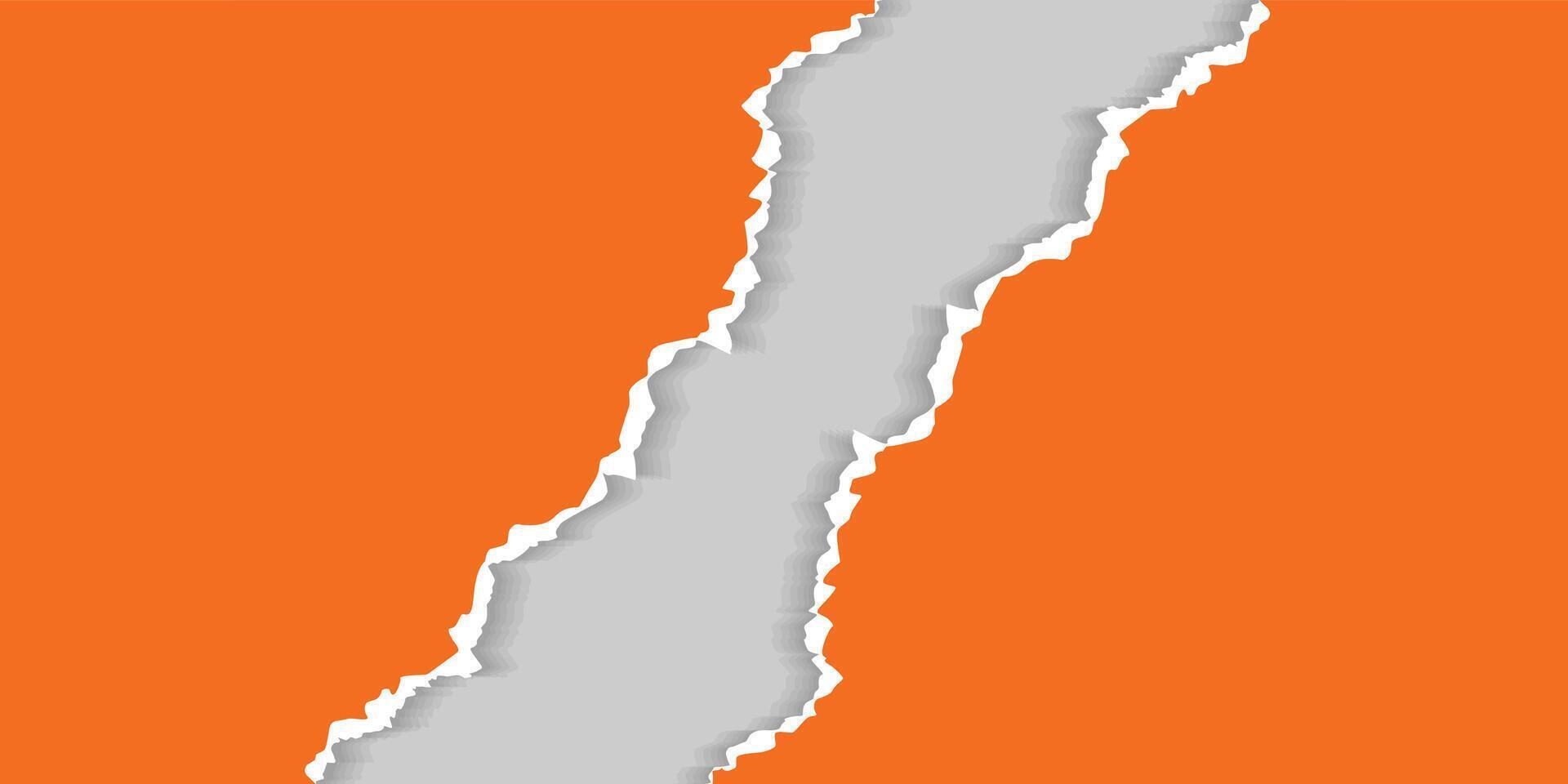 Abstract orange Paper Torn Design In gray Background vector