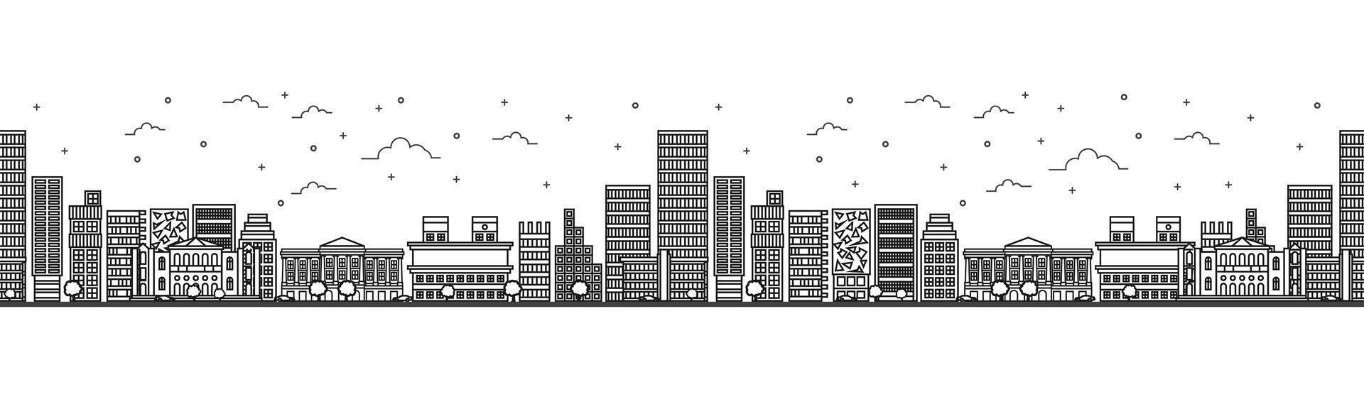 Seamless pattern with outline Oslo Norway City Skyline. Modern Buildings Isolated on White. Oslo Cityscape with Landmarks. vector