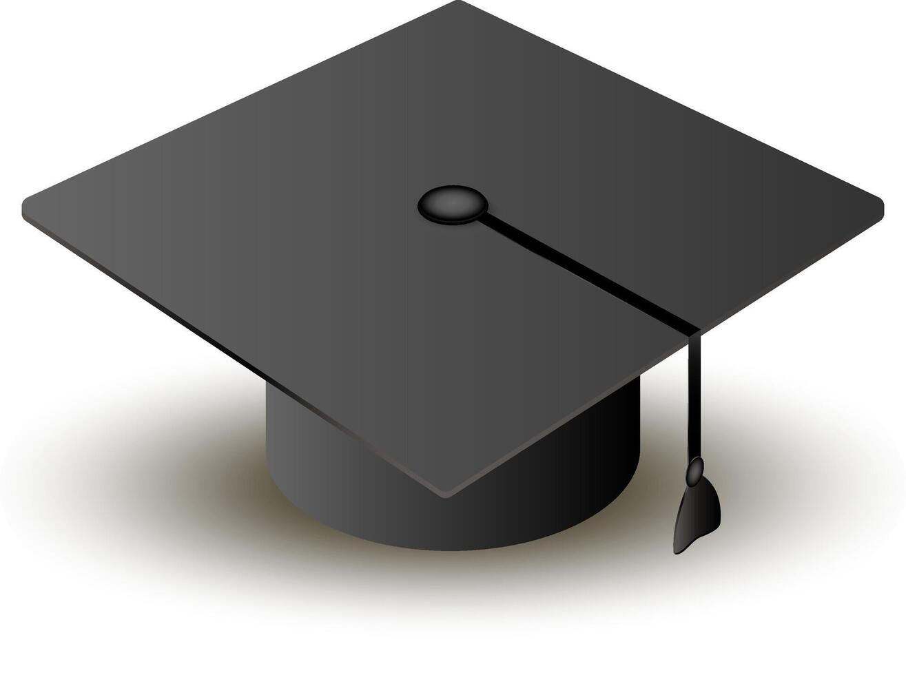 Graduation Cap with Ribbon and Tassel. Education Degree Achievement Ceremony Hat. Isometric Square Silhouette with Corner. University Student Success Education and Graduate. Flat Illustration. vector