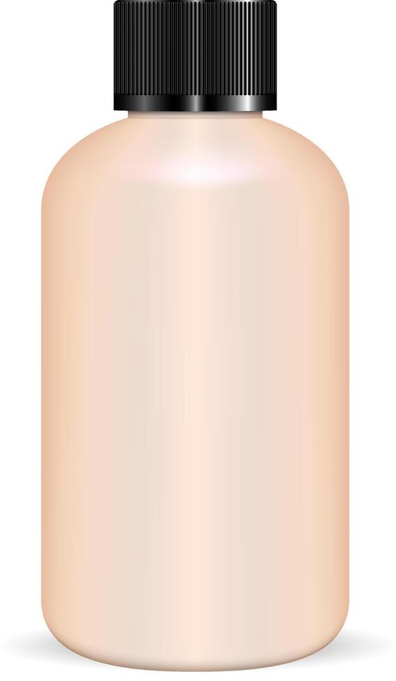 Cylinder Round Shampoo Bottle Blank. Beauty Product Smooth Package. Realistic 3d Tubular Container for Bath Spa Hygiene. Cosmetic Packaging For Shower Gel, Body Lotion, Soap. vector